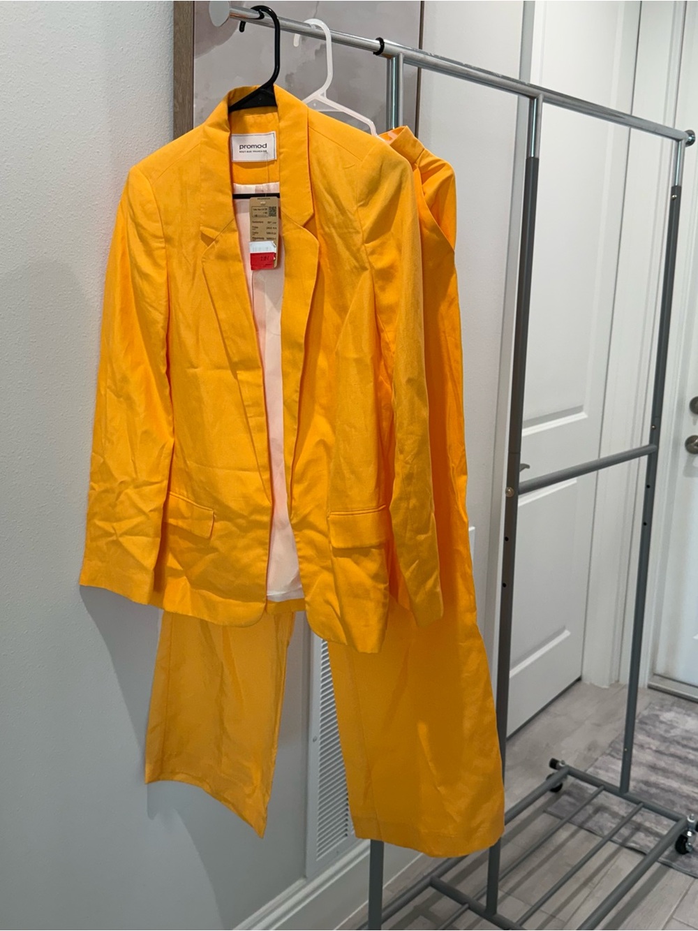 Promod Yellow Orange Blazer & Pants Set